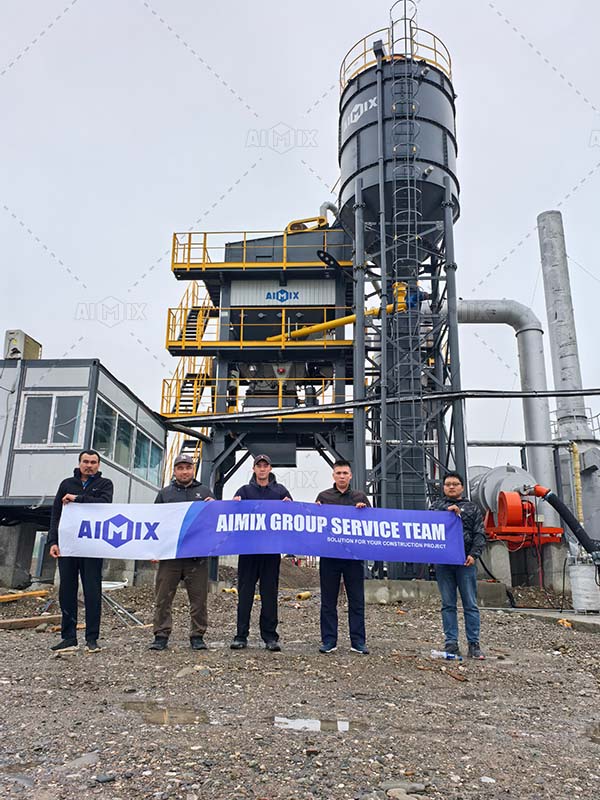 100tph asphalt batching plant with our service team in Kyrgzstan