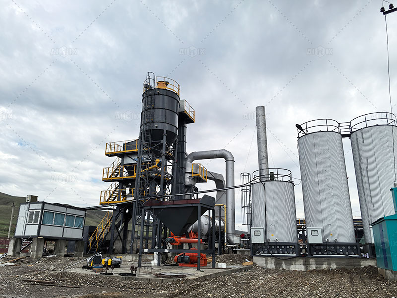 100TPH stationary asphalt batch mix plant installation in Kyrgyzstan