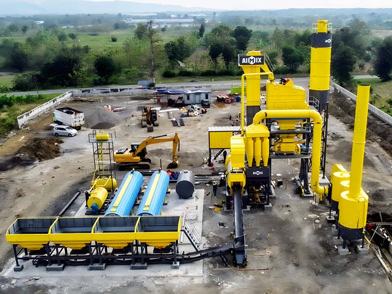 100tph stationary asphalt batching plant for producing asphalt aggregate in Indonesia