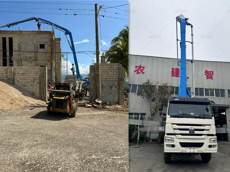 33m boom truck pumping onsite in Jamaica