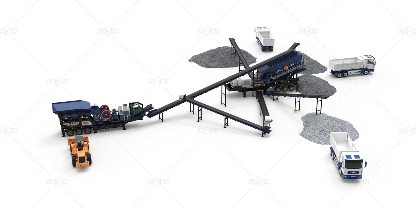 4 in 1 combined mobile crushing plant for aggregate production