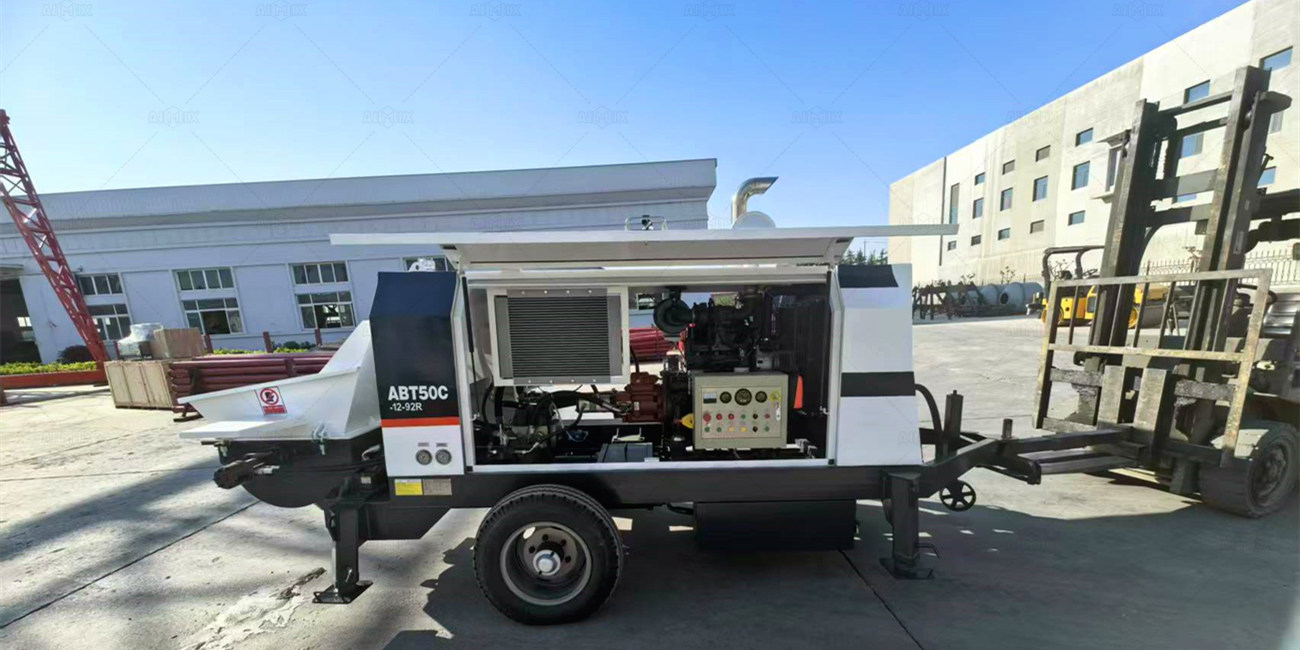 ABT50C trailer concrete pump towed by forklift