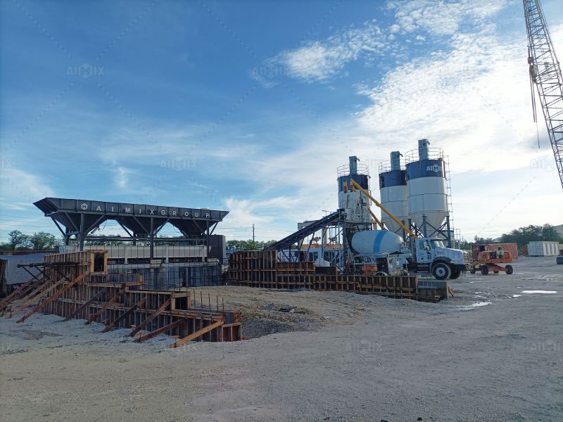 Aimix dry batching plant working at project site