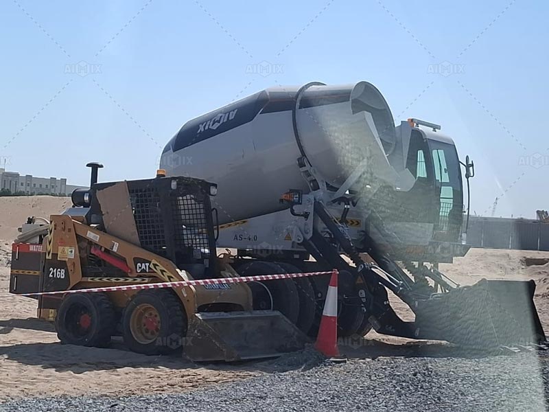 Aimix self loading concrete mixer working in UAE