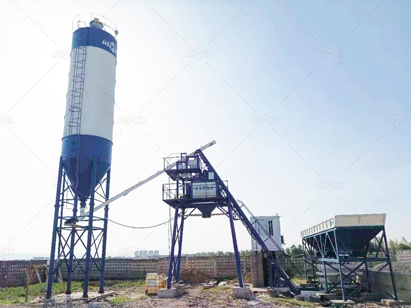 AJ 35 stationary concrete batching plant in Jizzakh of Uzbekistan