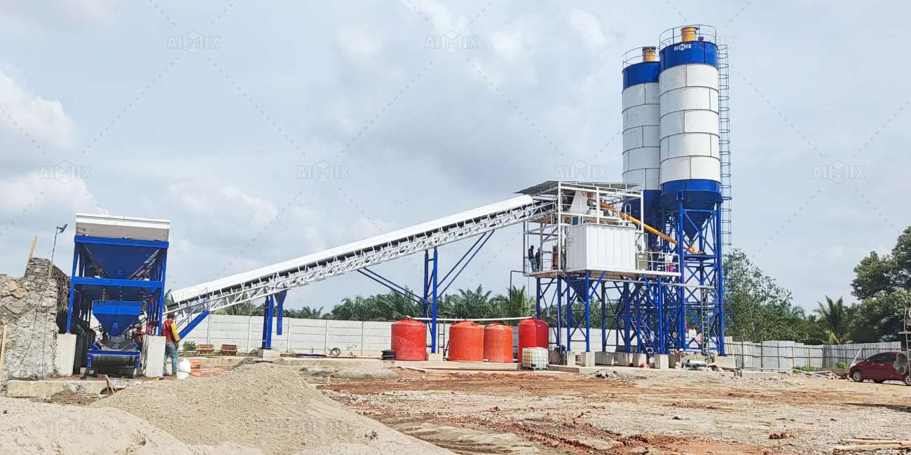 AJ-60 ready mix concrete batch plant for Indonesia
