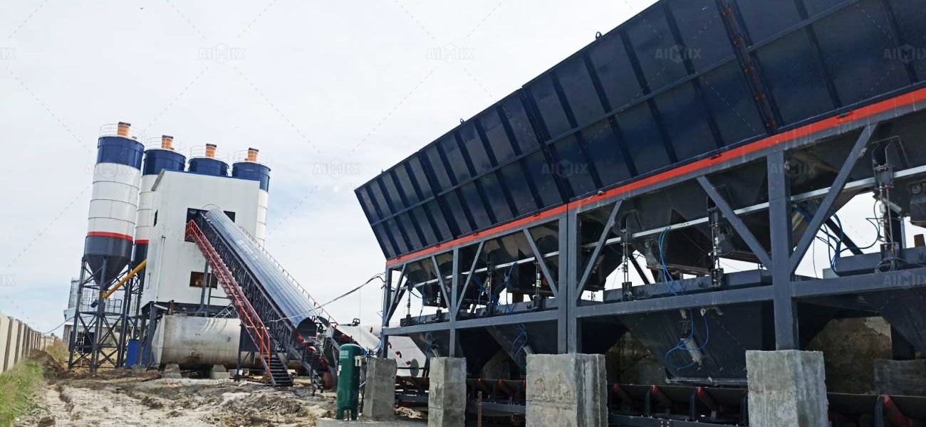 AJ180 concrete stationary plant for Kazakshtan