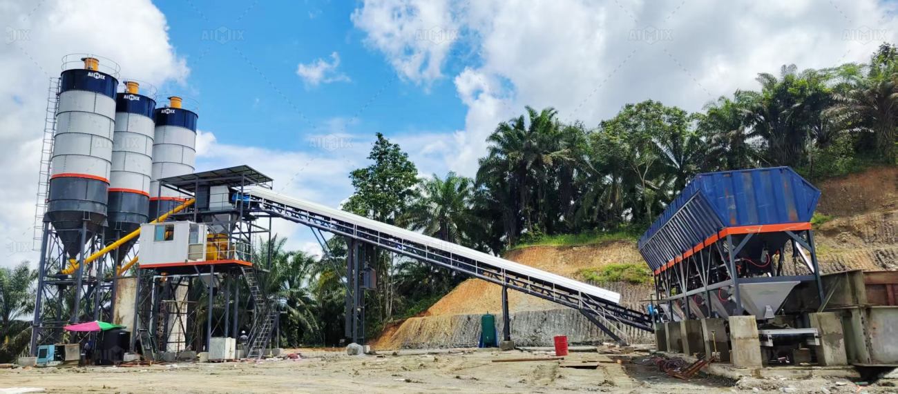 AJ90 stationary batching plant in Lahad Datu of Malaysia