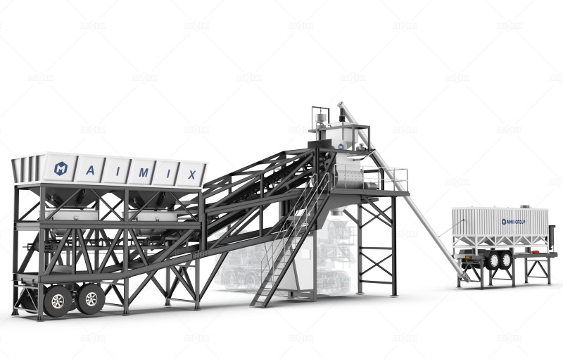 AJY concrete portable plant with horizontal silo