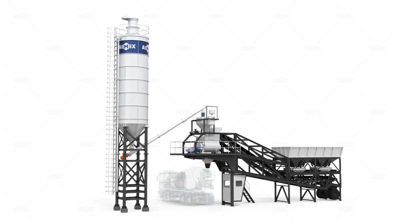 AJY mobile rmc plant with vertical silo