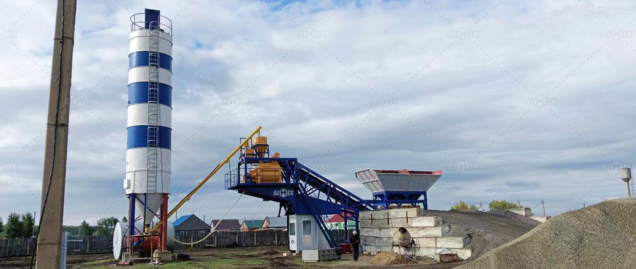 AJY60 mobile concrete batching plant Kazakhstan 2023