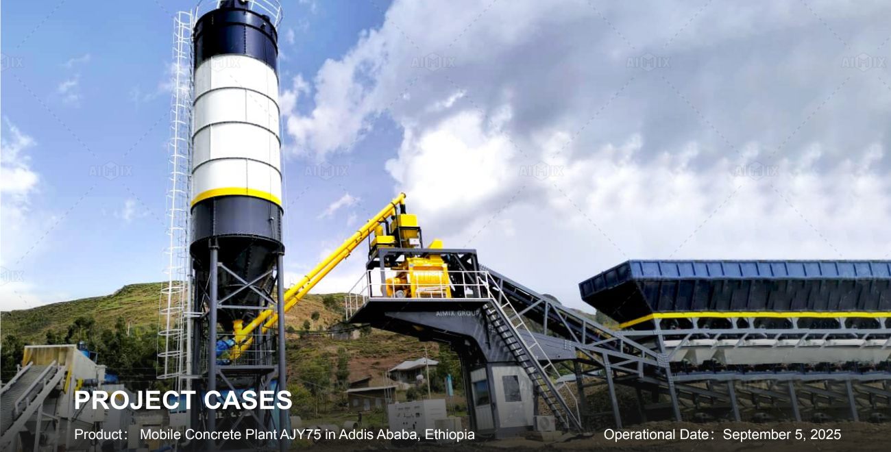AJY75 mobile concrete batching plant for sale in Ethiopia