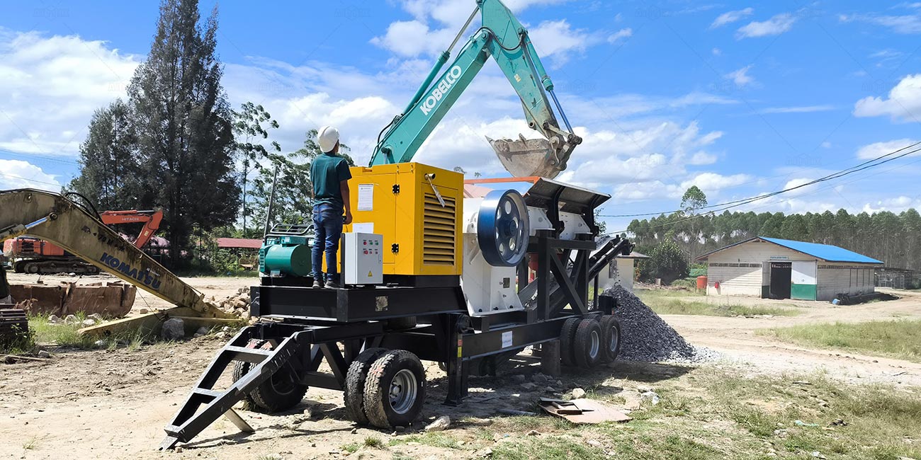APYE4060 mobile jaw crusher in Indonesia for road construction