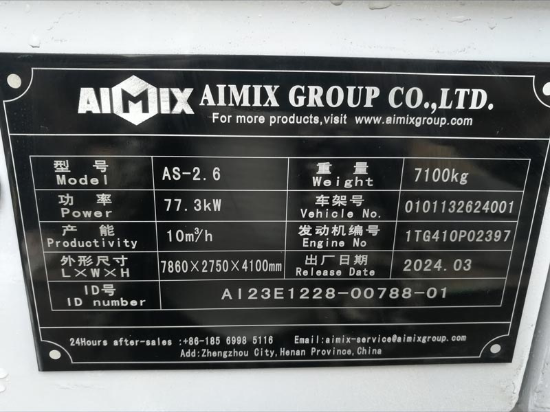 AS-2.6 Self loading  concrete mixer specifications 