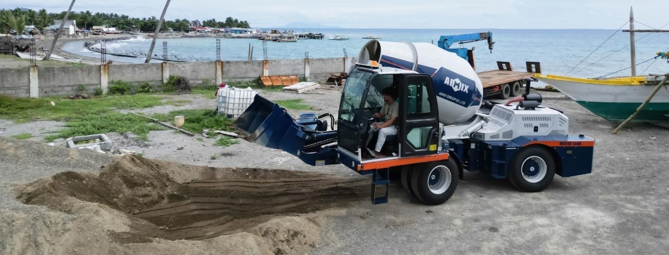 AS-3.5 self loading concrete mixer truck working in the Philippines