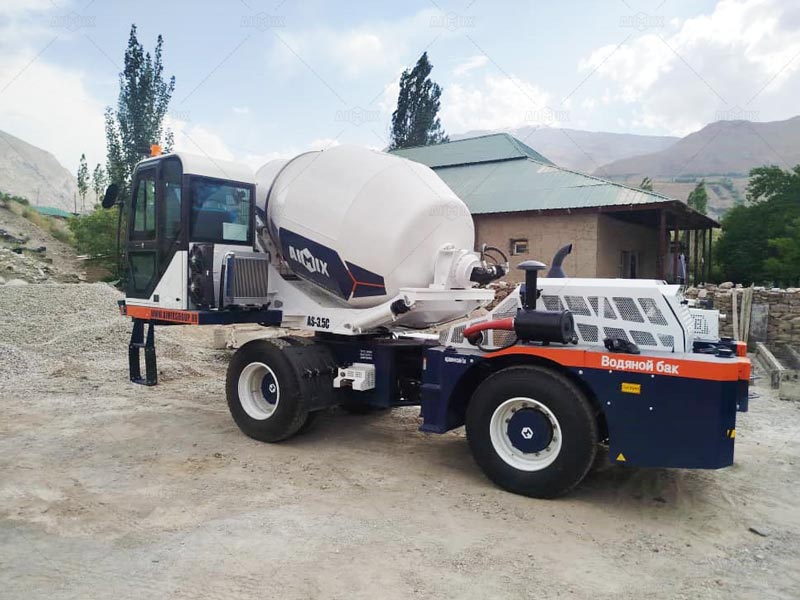 AS-3.5 self-loading concrete mixer working in Tajikistan