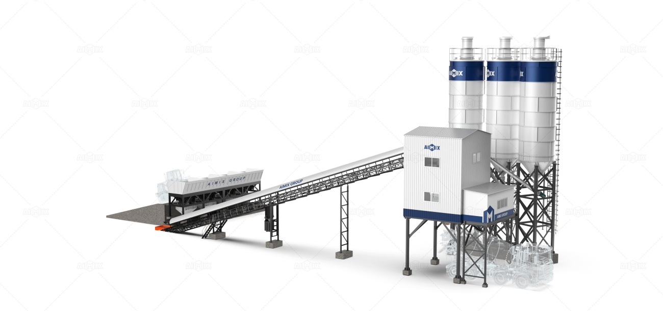 belt-type stationary concrete batch plant for sale