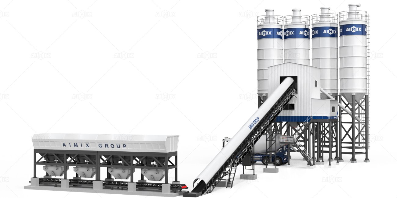 belt-type stationary concrete batch plant