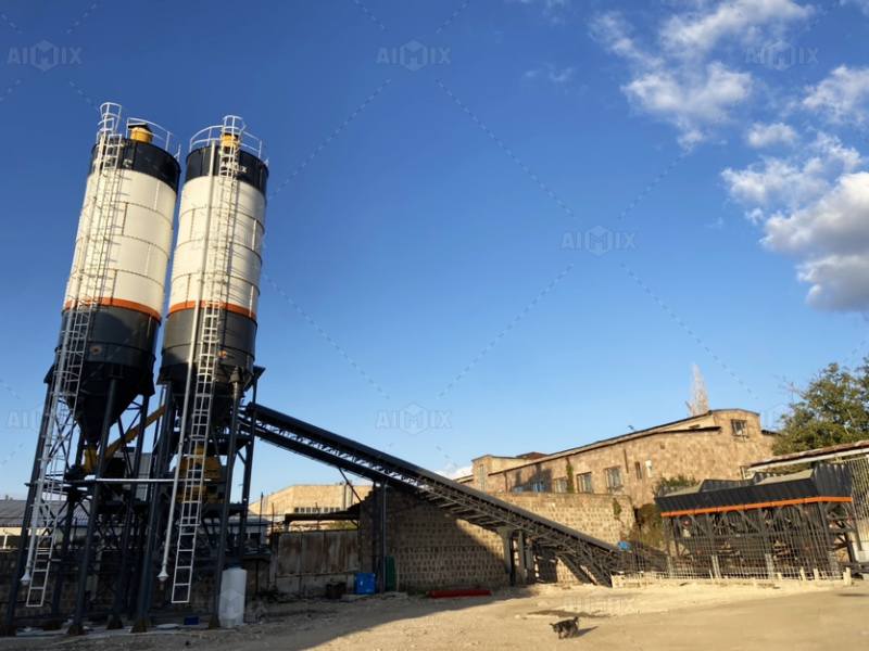 belt type stationary precast batch plant
