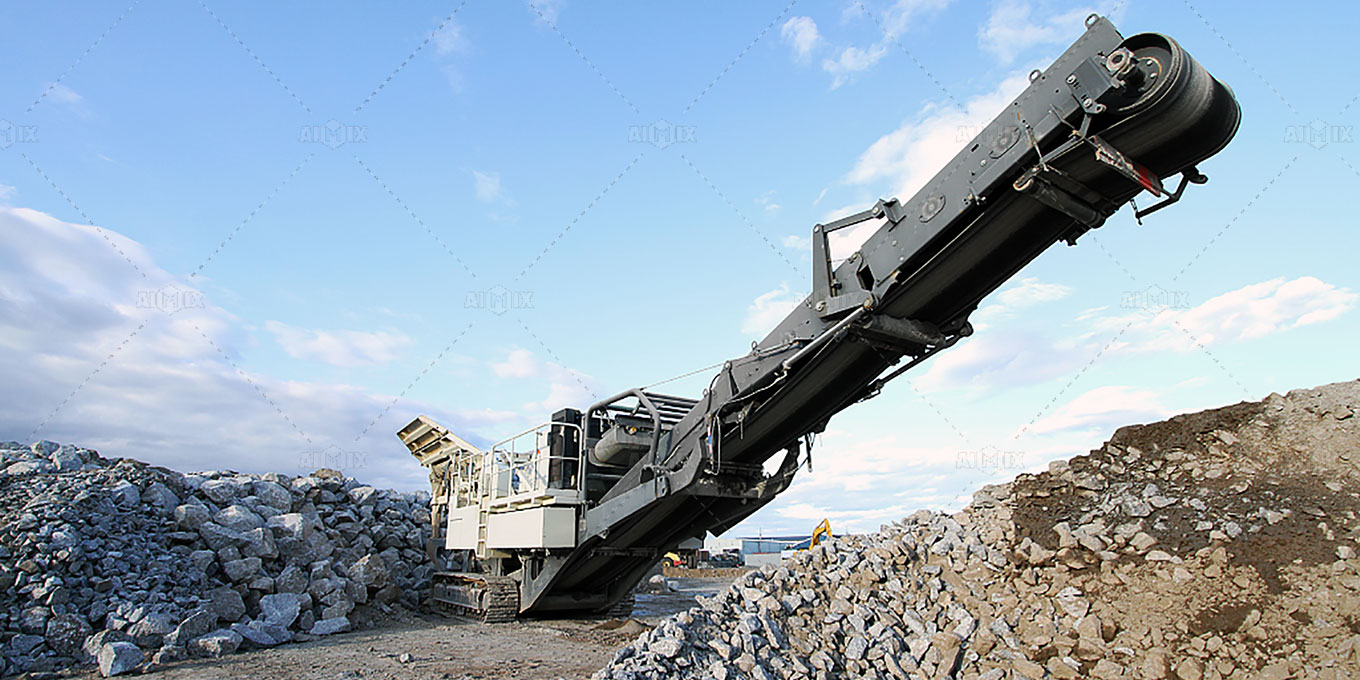 concrete crusher machine working on-site