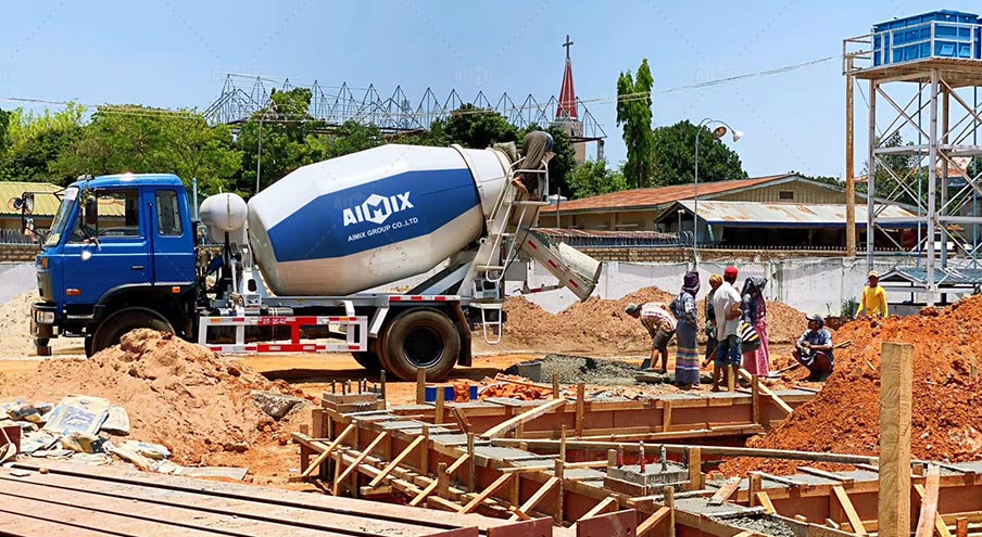 Concrete Mixer Truck on-site