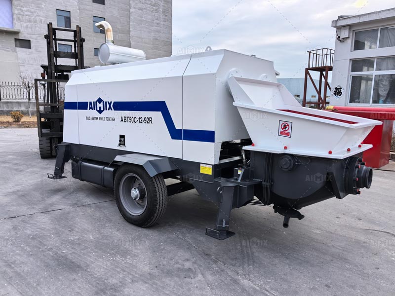 Concrete trailer pump for commercial concrete production