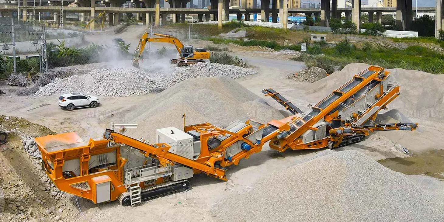 crawler concrete crushing equipment for construction waste recycling on-site