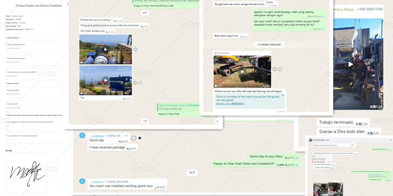 Customer Feedback for Aimix Concrete Pump Manufacturer