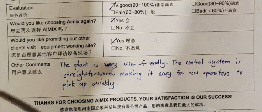 customer's positive feedback