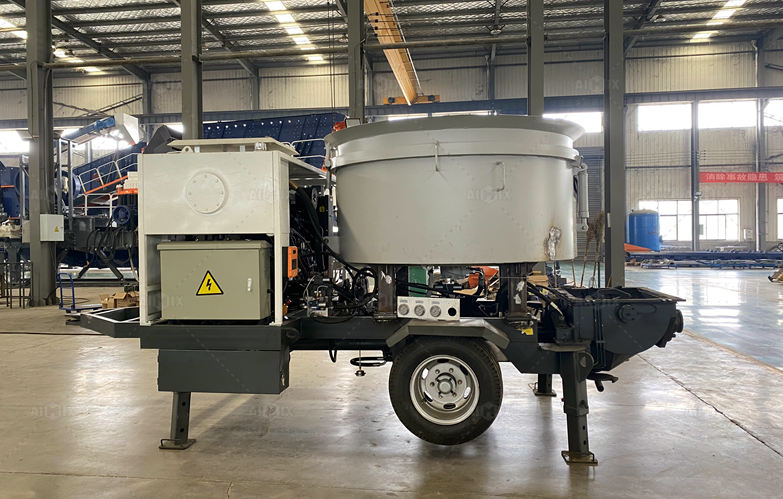 Diesel Concrete Mixer Pump With Vertical Mixing Shaft Mixer