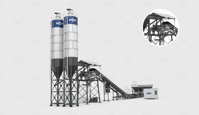 dry mix type concrete mixing plant