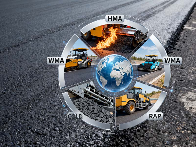 HMA, WMA, RAP, and Cold Recycling in Asphalt Road Building