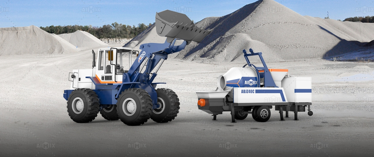 Loader and Drum Mixer Concrete Pump Combined Solution from Aimix Concrete Pump Manufacturer