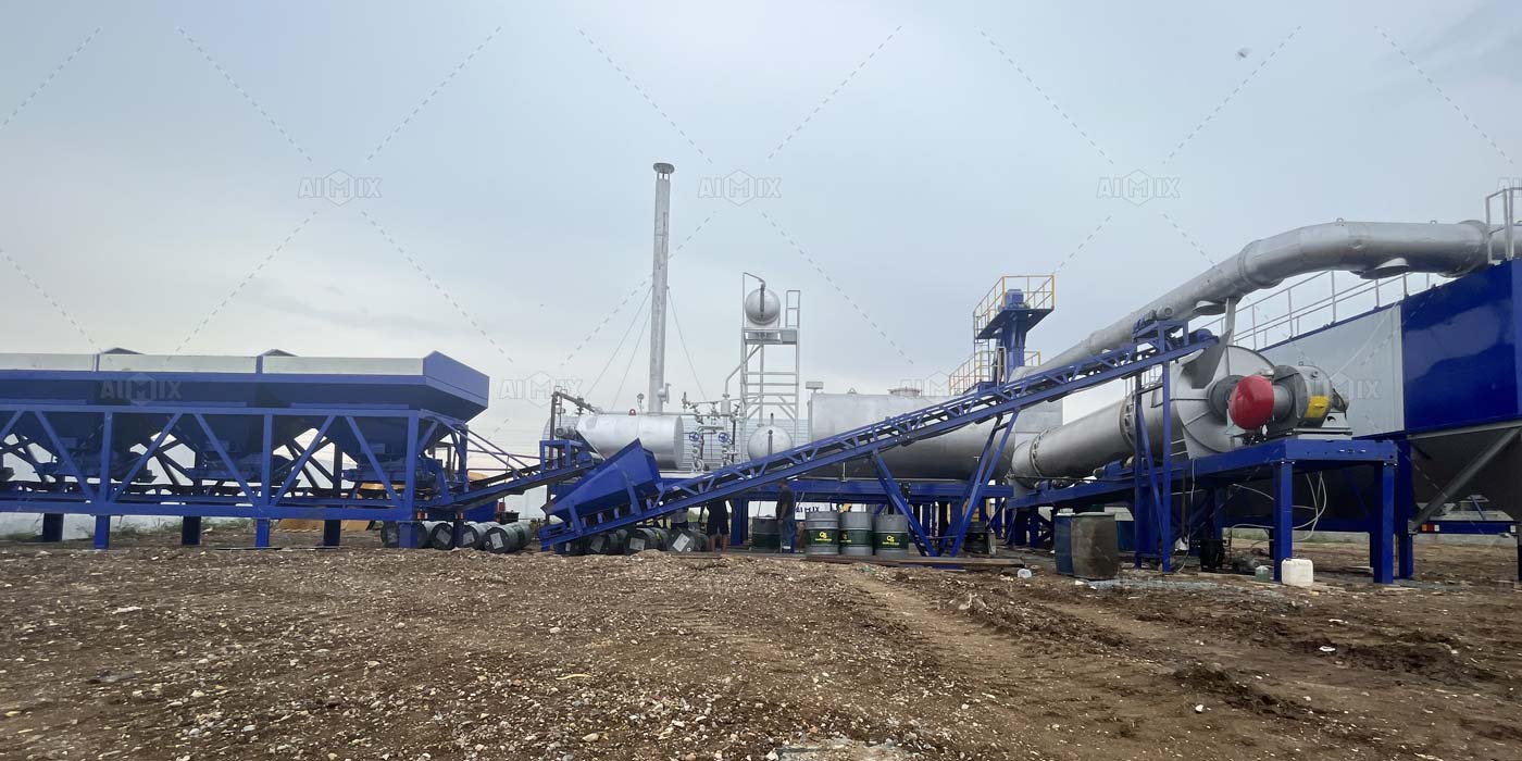 mobile drum mix plant for producing asphalt aggregates
