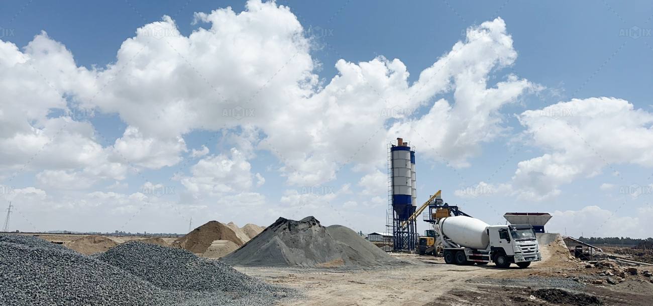mobile batching plant in operation on site