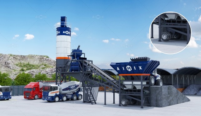 mobile type central mix concrete plant