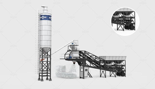 mobile type concrete batching mixing plant