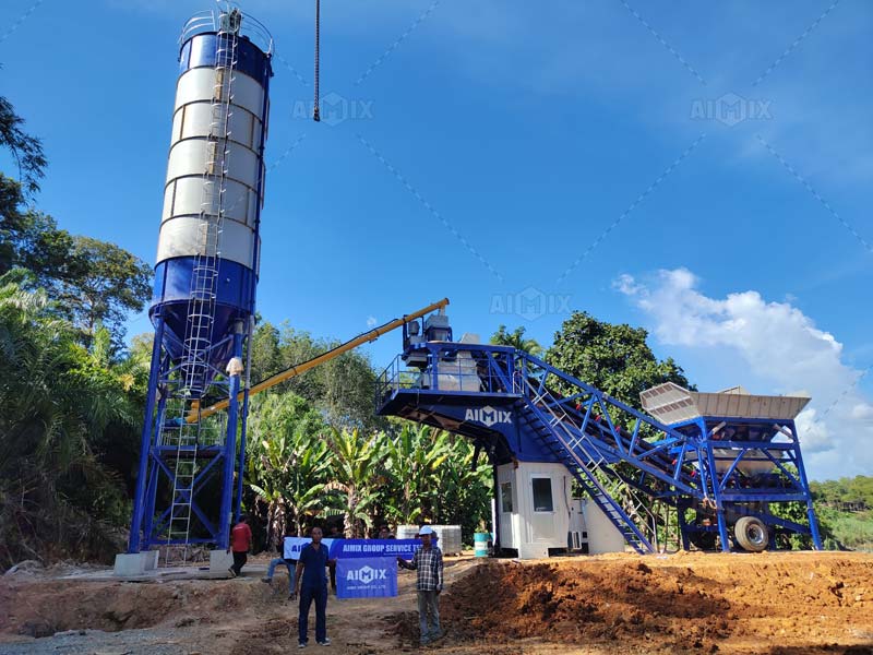 mobile type precast concrete plant with vertical silo
