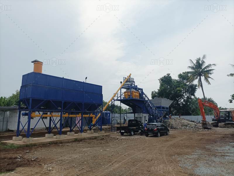 mobile type precast mixing plant with horizontal silos