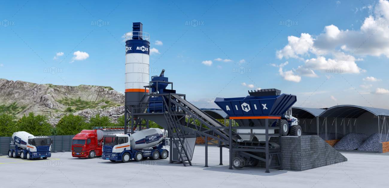 mobile type ready mix concrete plant