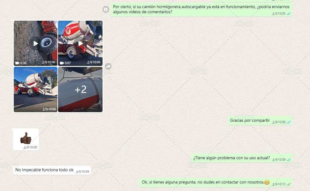 Positive feedback from Chilean users on self loading concrete mixers 