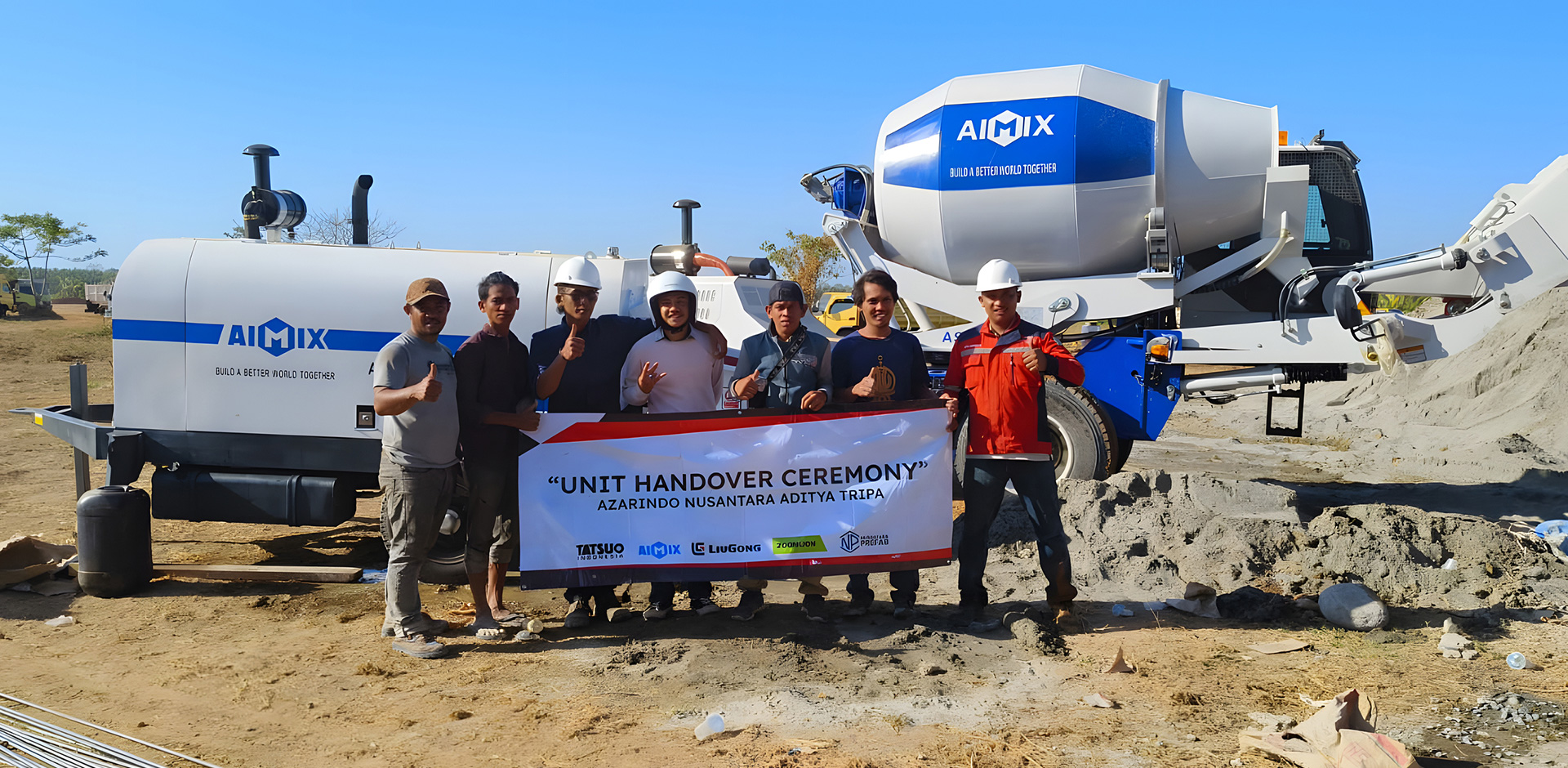 self loading concrete mixer and concrete pump combination