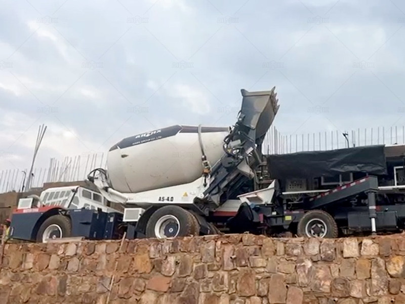 self loading concrete mixer at South Africa construction site