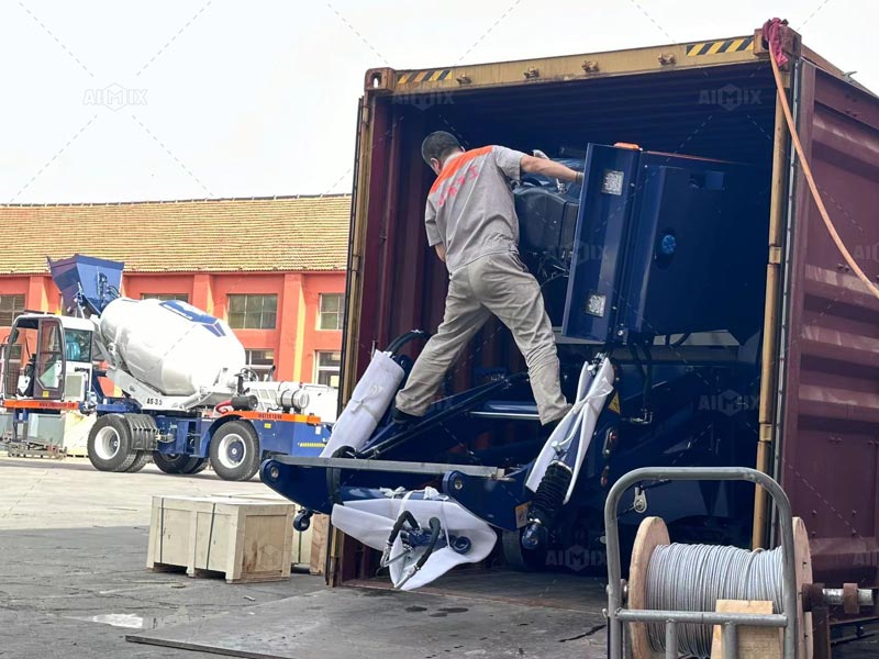Self Loading Concrete Mixer carry and install