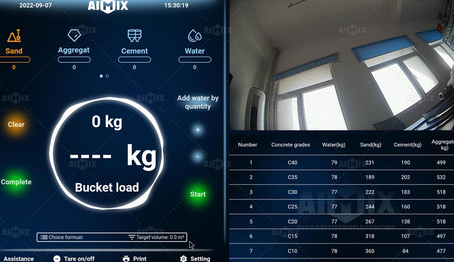 self loading mixer weighing sand and aggregate material
