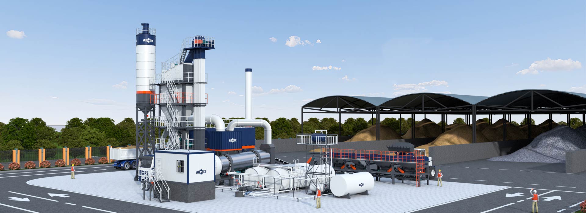 stationary asphalt mix plant 3D overview