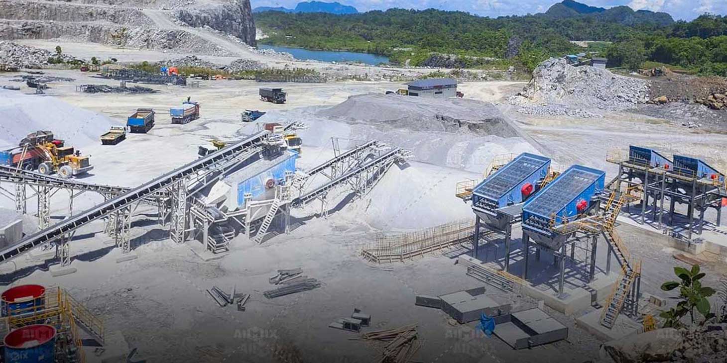 stationary crushing plant for aggregate production