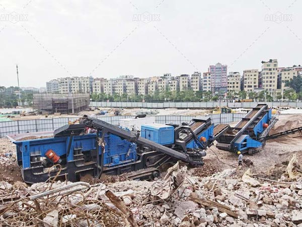 tracked jaw crusher for recycling construction waste