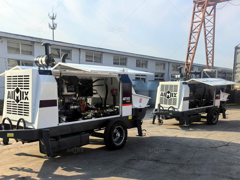Trailer Concrete Pumps During Test in Factory