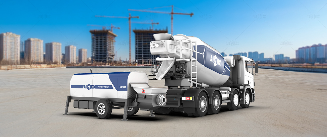 trailer type best concrete pump with Mixer Truck
